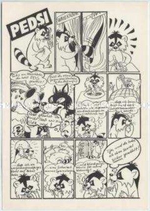 Druckgrafik der Partei des Demokratischen Sozialismus (PDS) zur Volkskammerwahl 1990 in Form eines Comics