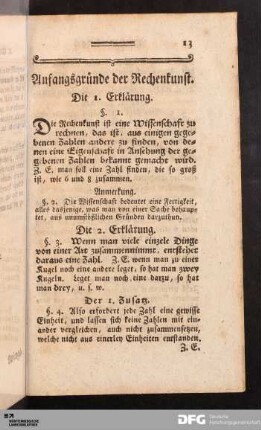 Anfangsgründe der Rechenkunst.