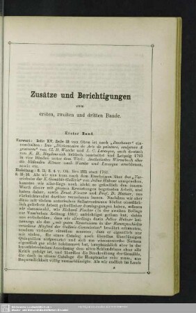 Zusätze und Berichtigungen zum ersten, zweiten und dritten Bande