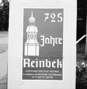 725-Jahr-Feier: Festwoche vom 27. Juni bis 7. Juli 1963: Plakat "725 Jahre Reinbek"