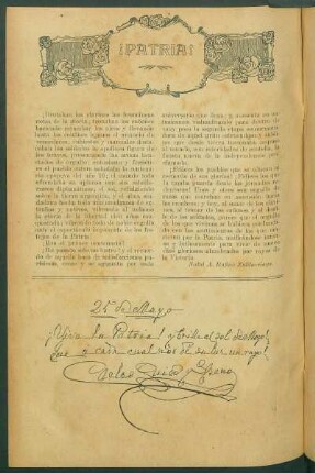 25 de Mayo [Autógrafo de Carlos Guido y Spano]