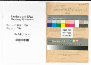 Entnazifizierung Hans Salfeld , geb. 19.07.1886 (Polizist)