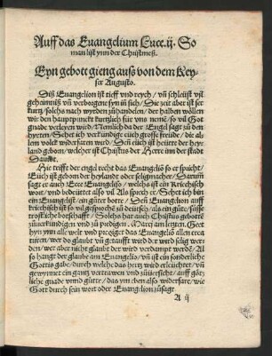Auff das Evangelium Luce .ii. So man list ynn der Christmeß. Eyn gebott gieng auss von dem Keyser Augusto.