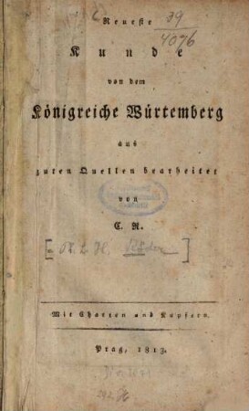 Neueste Kunde von dem Königreiche Würtemberg
