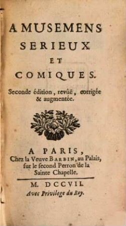 Amusemens serieux et comiques