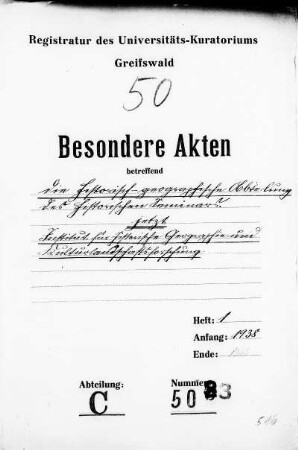 Die Historisch-Geographische Abteilung am Historischen Seminar, dann Institut für Historische Geographie und Kulturlandschaftsforschung