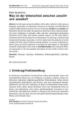 Was ist der Unterschied zwischen sensitiv und sensibel?