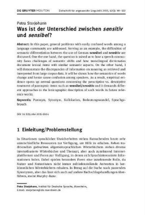 Was ist der Unterschied zwischen sensitiv und sensibel?