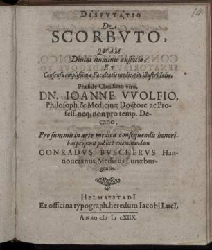 Disputatio De Scorbuto