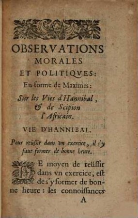 Observations morales et politiques ... sur les vies des hommes illustres