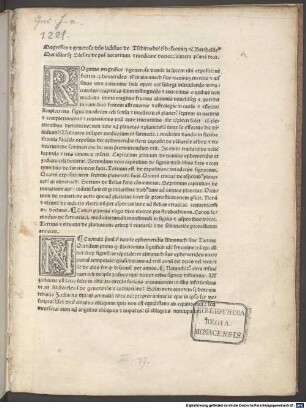 Ephemerides : mit Widmungsvorrede und Gedicht an Federico da Montefeltro, Herzog von Urbino, von Erhard Ratdolt