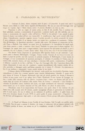 II. Passagio al "Settecento"