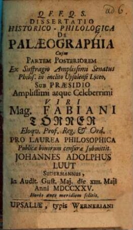 Disp. hist.-philol. de palaeographia, Pars posterior