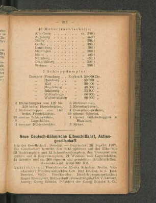 Neue Deutsch-Böhmische Elbeschiffahrt, Aktien-gesellschaft