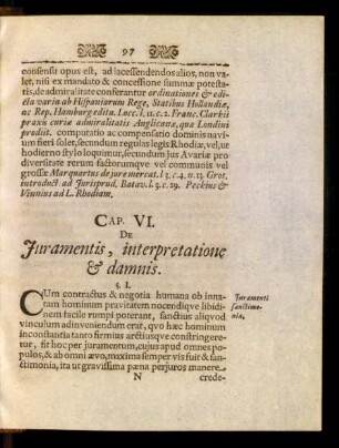 Cap. VI. De Juramentis, interpretatione & damnis