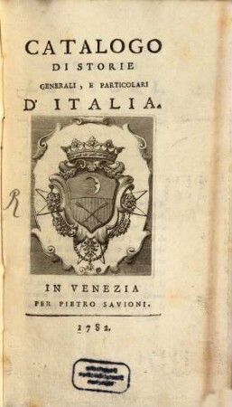 Catalogo di storie generali e particolari d'Italia