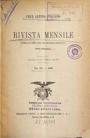 Rivista mensile. 15. 1896