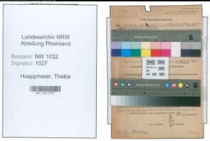 Entnazifizierung Thekla Hueppmeier , geb. 06.08.1912 ()