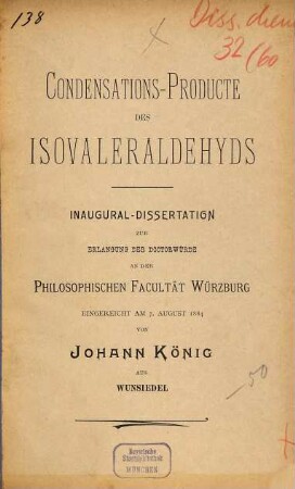 Condensations-Producte des Isovaleraldehyds