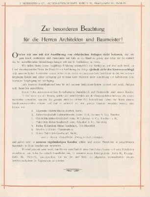 Zur besonderen Beachtung für die Herren Architekten und Baumeister!