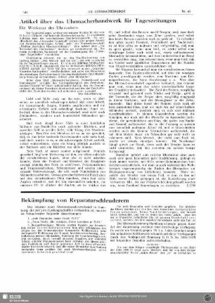 Artikel über das Uhrmacherhandwerk für Tageszeitungen