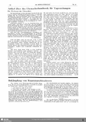 Artikel über das Uhrmacherhandwerk für Tageszeitungen