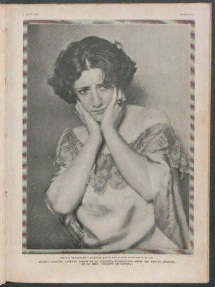 Blanca Podestá, primera actriz de la Compañía Podestá-Ballerini del Teatro Comedia, en la obra "Secreto de Guerra".