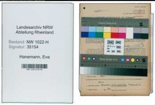 Entnazifizierung Eva Hanemann , geb. 25.05.1911 (Verwaltungsangestellte)