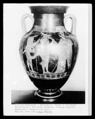 Attische Amphora, Athena begrüßt Herkules