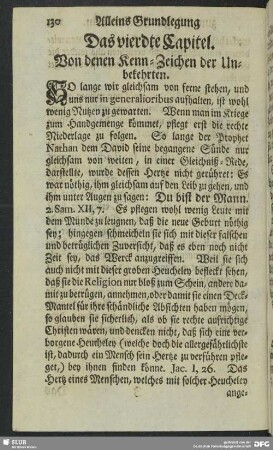 Das vierdte Capitel. Von denen Kenn-Zeichen der Unbekehrten