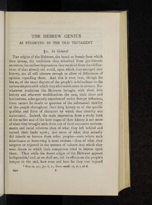 The hebrew genius as exhibited in the old testament