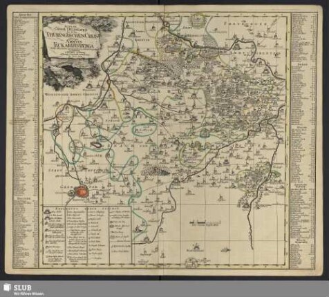 Accurate Geogr. Delineation des zu dem Thüringischen Creis gehörigen Ammtes Eckardsberga Nebst allen daran grentzenden u. andern Gegenden