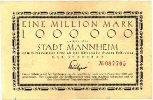 Geldschein / Notgeld, 1 Million Mark