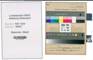 Entnazifizierung Albert Baeumer , geb. 10.11.1902 (Gastwirt)