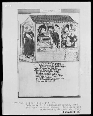 Schachzabelbuch des Konrad von Ammenhausen — Beim Schneider und Bader, Folio 199verso