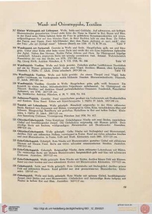 Wand- und Orientteppiche, Textilien (Nr. 317-367)