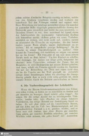 6. Die Vorbereitungsarbeit der Lehrkräfte