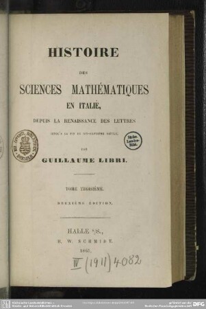 3: Histoire des sciences mathématiques en Italie depuis la renaissance des lettres jusqu'à la fin du XVIIe Siècle