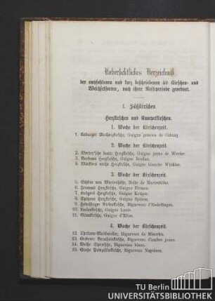 Uebersichtliches Verzeichniß der empfohlenen und kurz beschriebenen 40 Kirschen- und Weichselsorten, nach ihrer Reifeperiode geordnet.