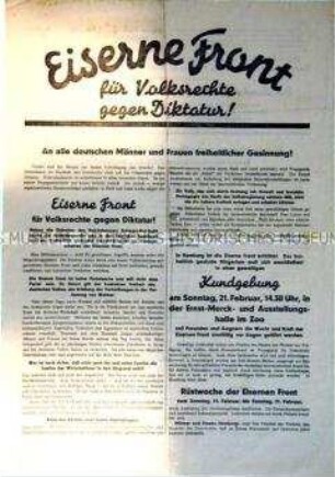 Großformatiges Flugblatt der Eisernen Front