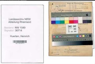 Entnazifizierung Heinrich Huerten , geb. 29.07.1900 (Kaufmaennischer Angestellter)