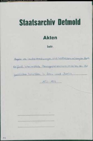 Abgabe von Landesverordnungen und Gesetzessammlungen durch die fürstlich interimistische Oberappellationskommission an die juristischen Fakultäten in Bonn und Berlin [Fürstlich interimistische Oberappellationskommission]
