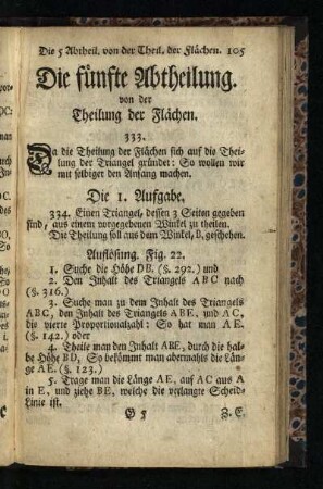 Die fuenfte Abtheilung: von der Theilung der Flaechen