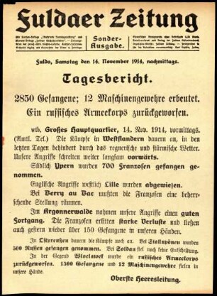 Ausgabe vom Samstag, den 14. November 1914.