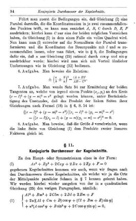 § 11. Konjugierte Durchmesser der Kegelschnitte.