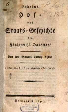 Geheime Hof- und Staats-Geschichte des Königreichs Dänemark