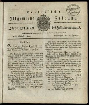10tes Stueck, Mitwochen, den 24. Januar 1810
