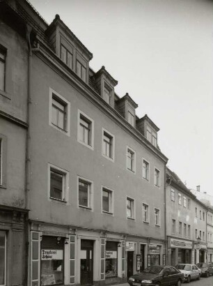 Pirna-Altstadt. Wohnhaus mit Läden (18. Jahrhundert), Schmiedestraße 23. Straßenansicht