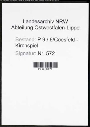Heiratsregister Standesamt Coesfeld-Kirchspiel oder Amt
