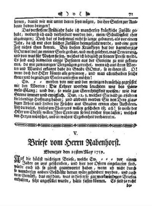 V. Briefe vom Herrn Rabenhorst.